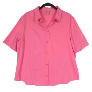 BOSS Women's Shirt Pink Size 14 Pink Short Sleeve Button Up PORTUGAL MADE Cotton